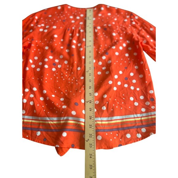 Anthropologie Maeve Elan Scarf Orange Polka Dot Long-Sleeve Button-Down Blouse 2 - Picture 4 of 16